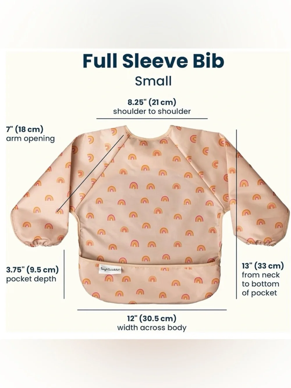 Tiny Twinkle Full Sleeve Bib Rainbow Small 6-24 Months NWT Waterproof
